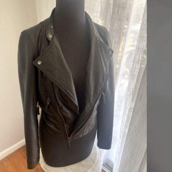 Zara Lambs Leather Moto Style Jacket Size S - Picture 1 of 13
